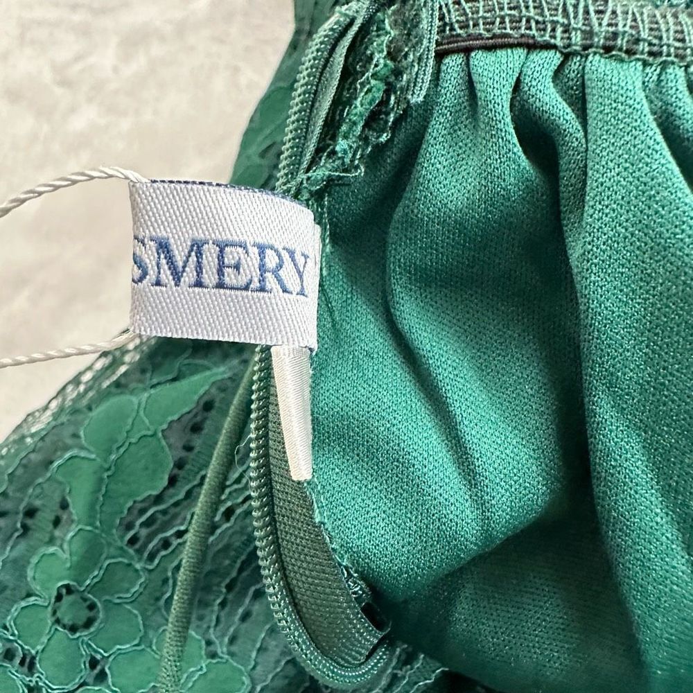 Aooksmery Women's Size M Lace Mini Dress‎ Emerald Green Tie Back New - Picture 8 of 15
